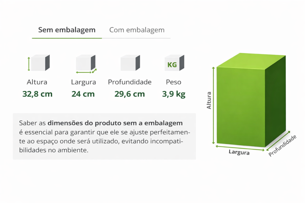 Dimensões e peso do purificador de água Consul CPB33AF sem embalagem