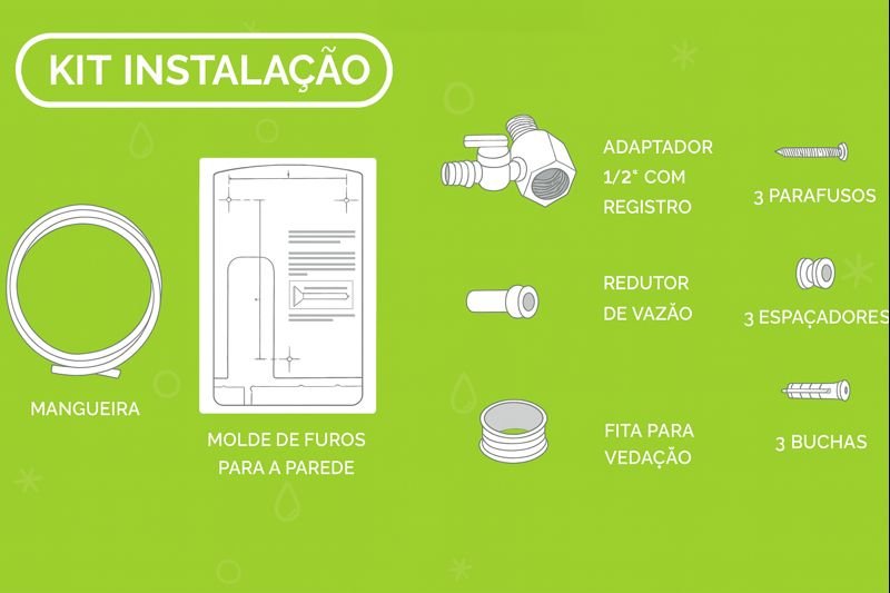 Kit de instalação do purificador de água Consul CPB33AF com acessórios inclusos